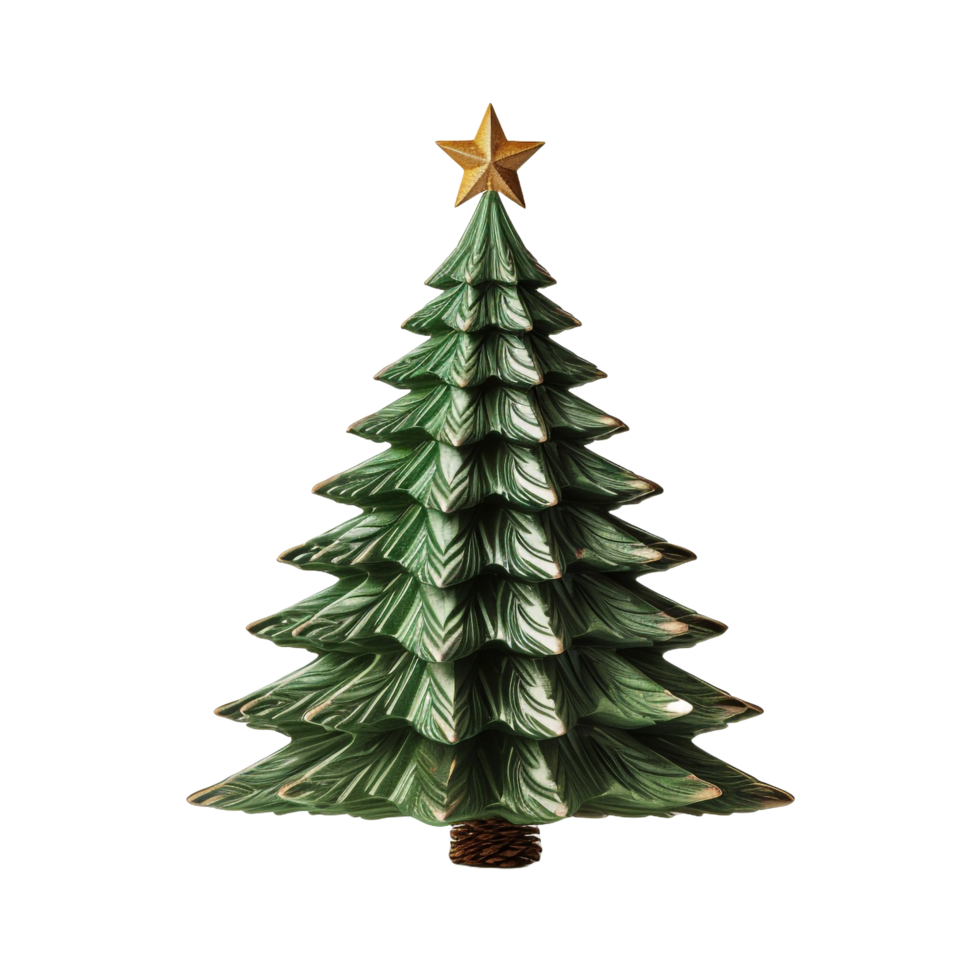 A christmas tree with a star on it isolated on transparent background png