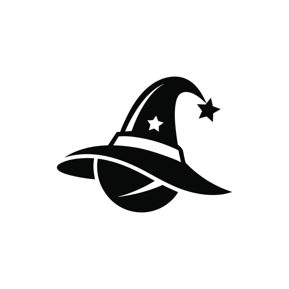 Halloween witch and wizard hat art, silhouette, icon, logo, doddle design black and white vector