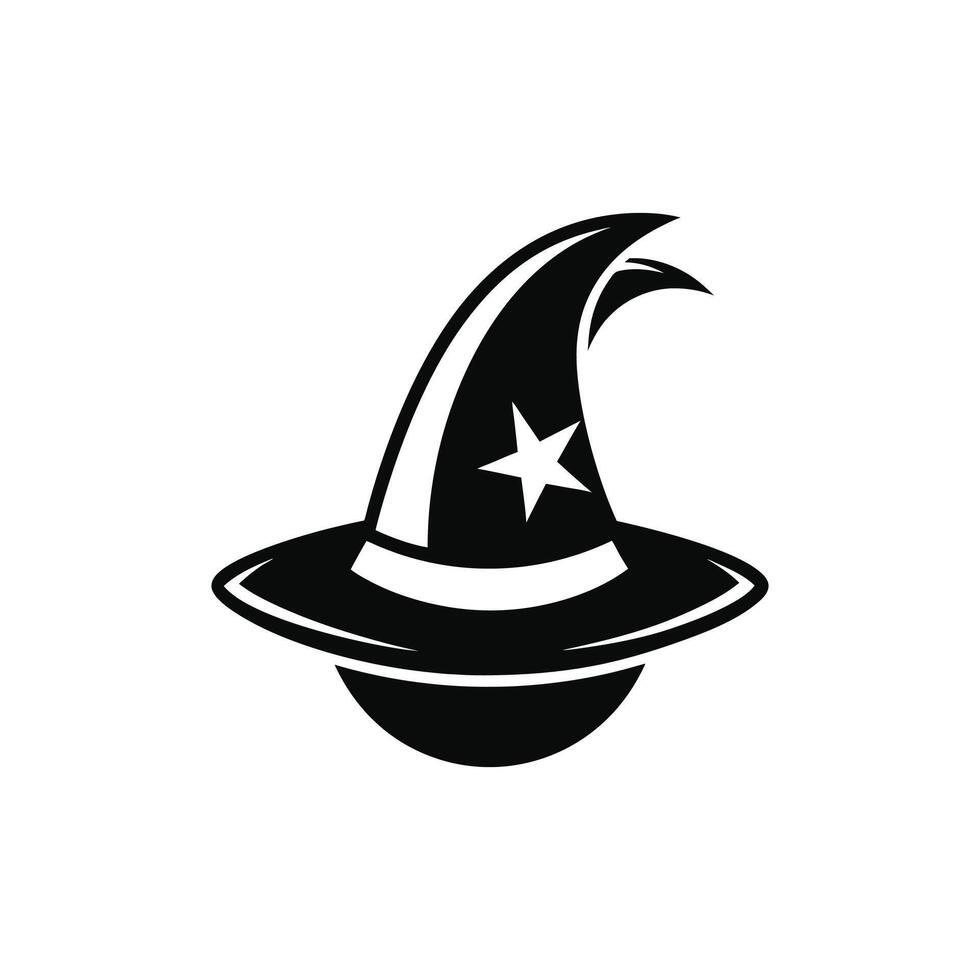 Halloween witch and wizard hat art, silhouette, icon, logo, doddle design black and white vector