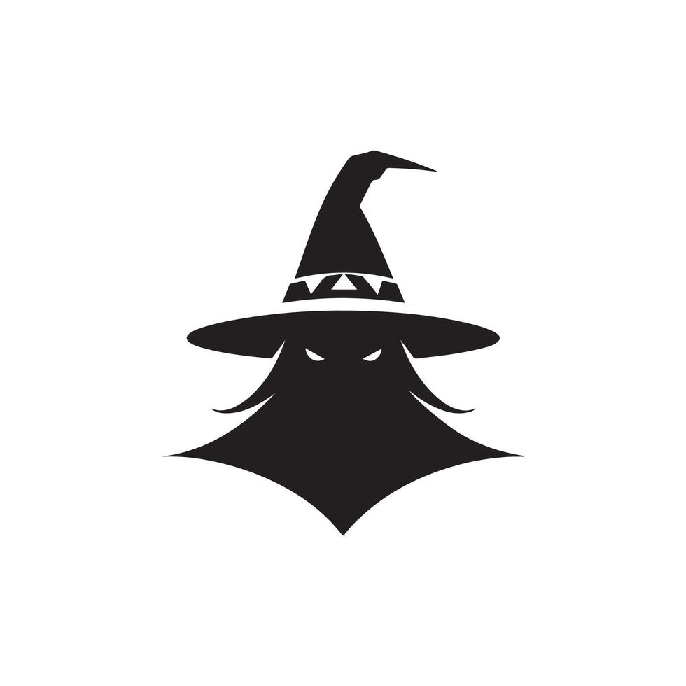 Halloween witch and wizard hat art, silhouette, icon, logo, doddle design black and white vector