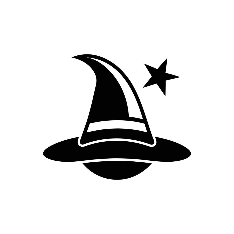 Halloween witch and wizard hat art, silhouette, icon, logo, doddle design black and white vector