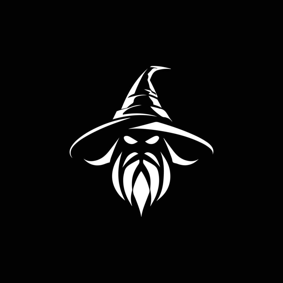 Halloween witch and wizard hat art, silhouette, icon, logo, doddle design black and white vector