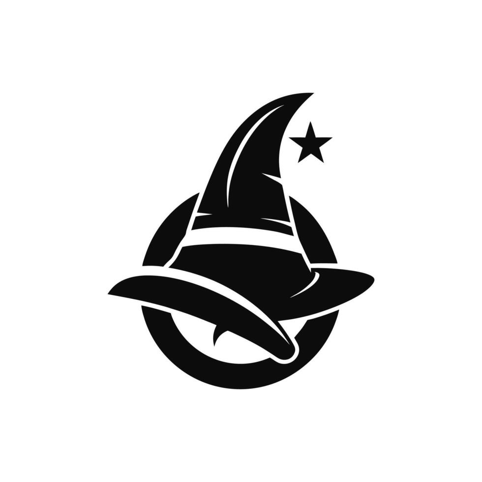 Halloween witch and wizard hat art, silhouette, icon, logo, doddle design black and white vector