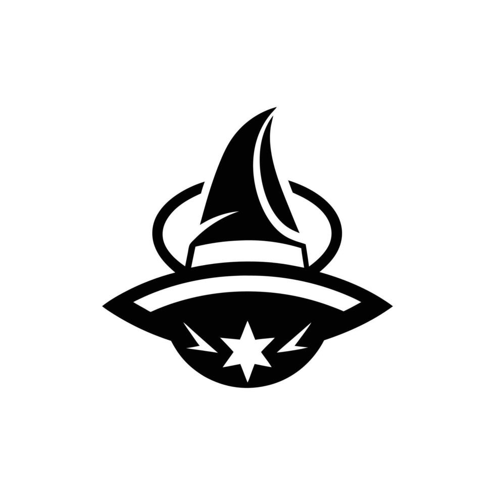 Halloween witch and wizard hat art, silhouette, icon, logo, doddle design black and white vector