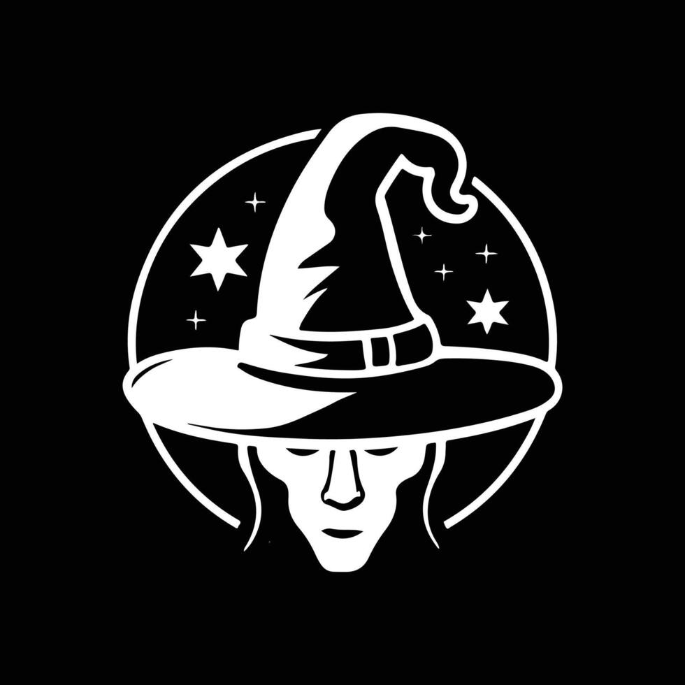 Halloween witch and wizard hat art, silhouette, icon, logo, doddle design black and white vector