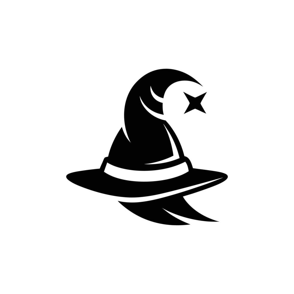 Halloween witch and wizard hat art, silhouette, icon, logo, doddle design black and white vector