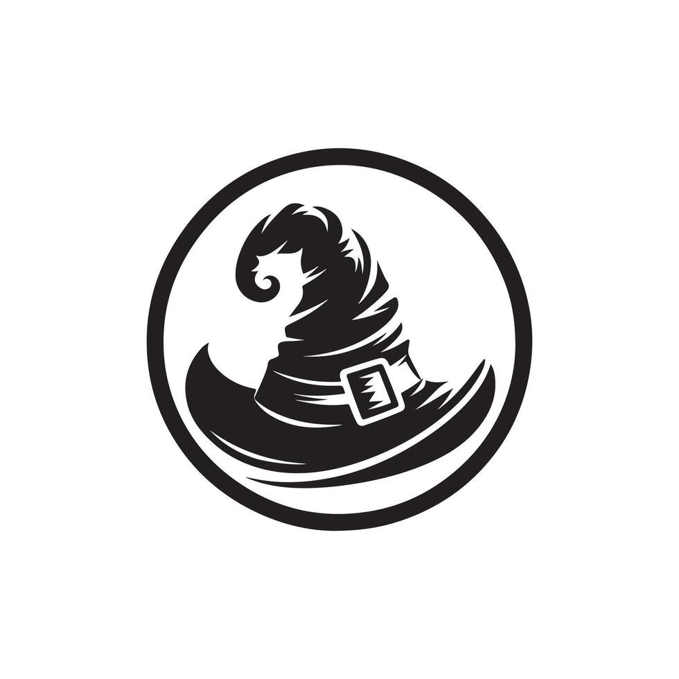 Halloween witch and wizard hat art, silhouette, icon, logo, doddle design black and white vector