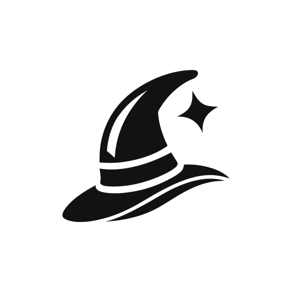 Halloween witch and wizard hat art, silhouette, icon, logo, doddle design black and white vector