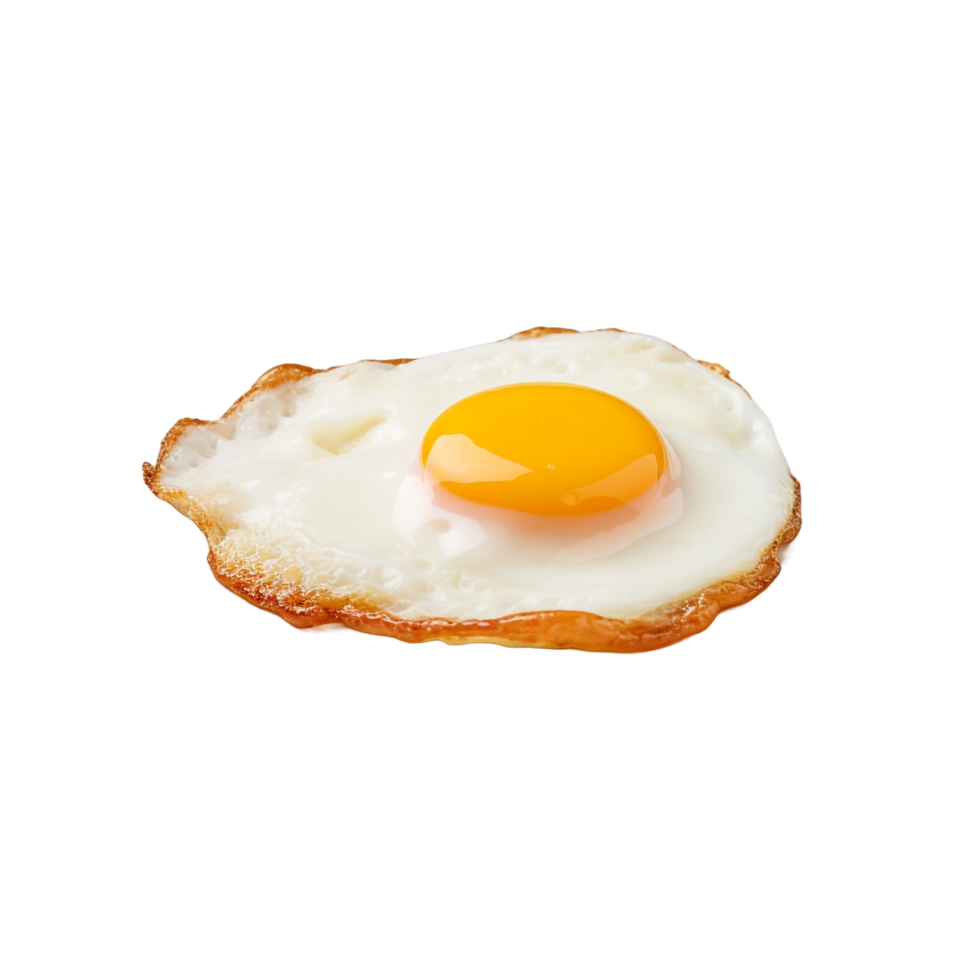 A fried egg is on a plate with a fried egg isolated on transparent background png