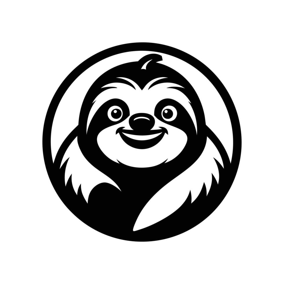 sloth art silhouette logo icon design black and white vector
