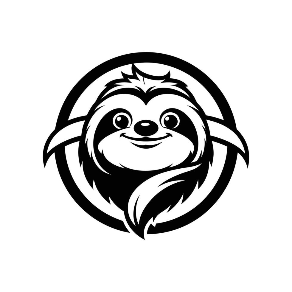 sloth art silhouette logo icon design black and white vector