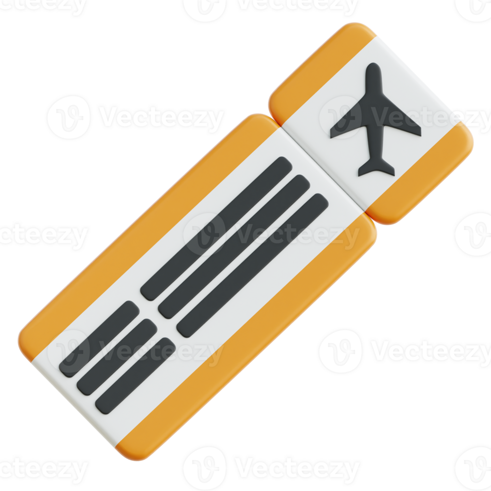 Flight Ticket 3d Illustration png