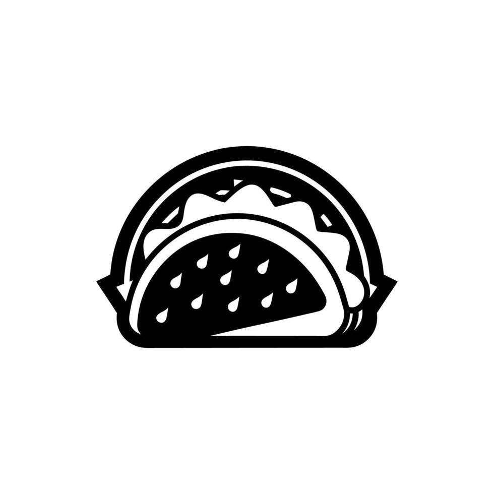 Tacos icon logo silhouette illustration design black and white vector