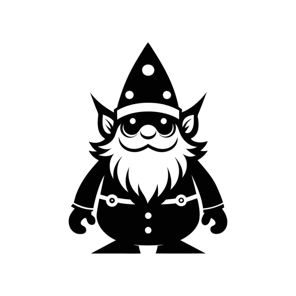 gnome art illustration silhouette logo design black and white vector
