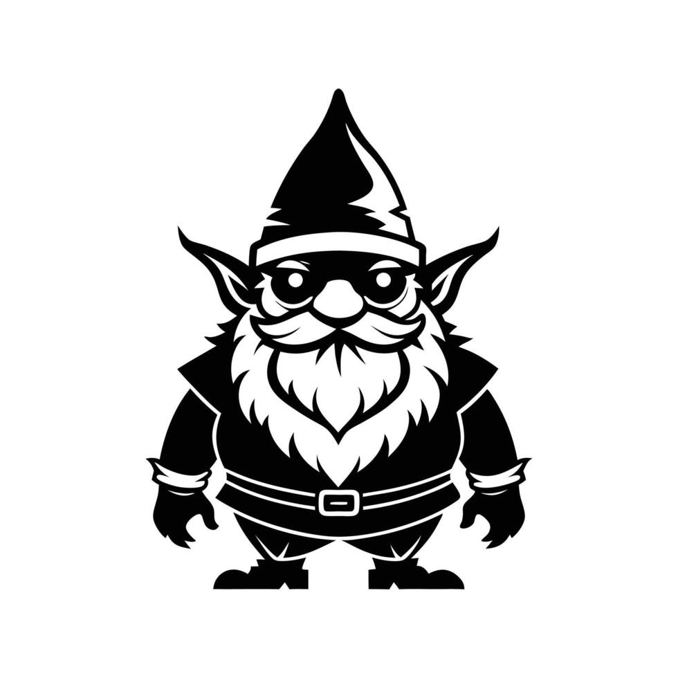 gnome art illustration silhouette logo design black and white vector