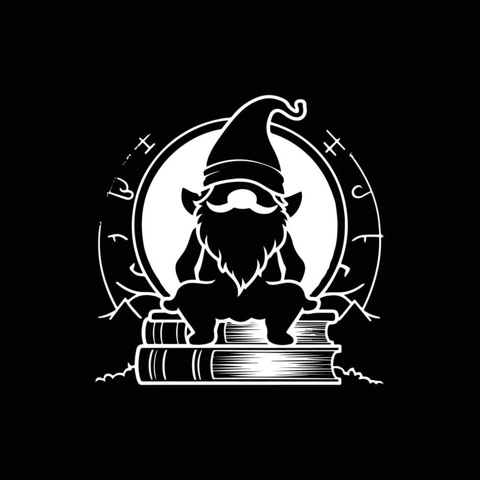 gnome art illustration silhouette logo design black and white vector