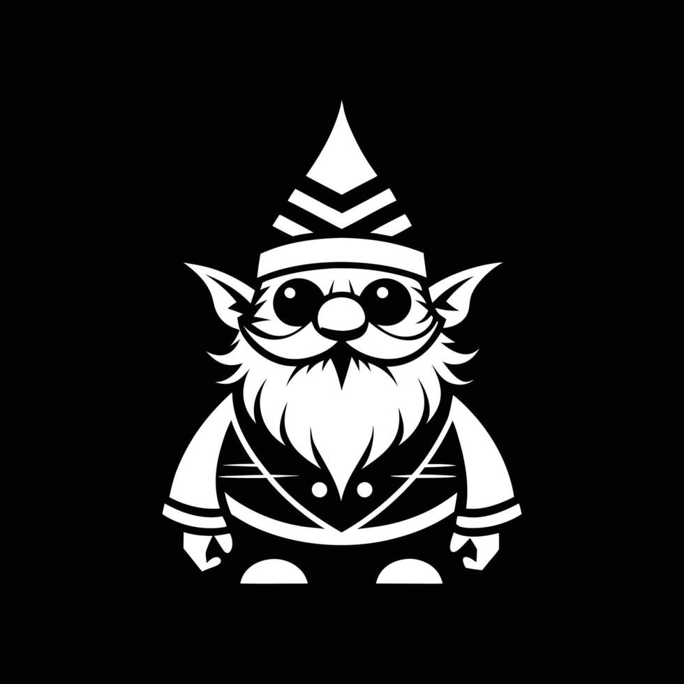 gnome art illustration silhouette logo design black and white vector