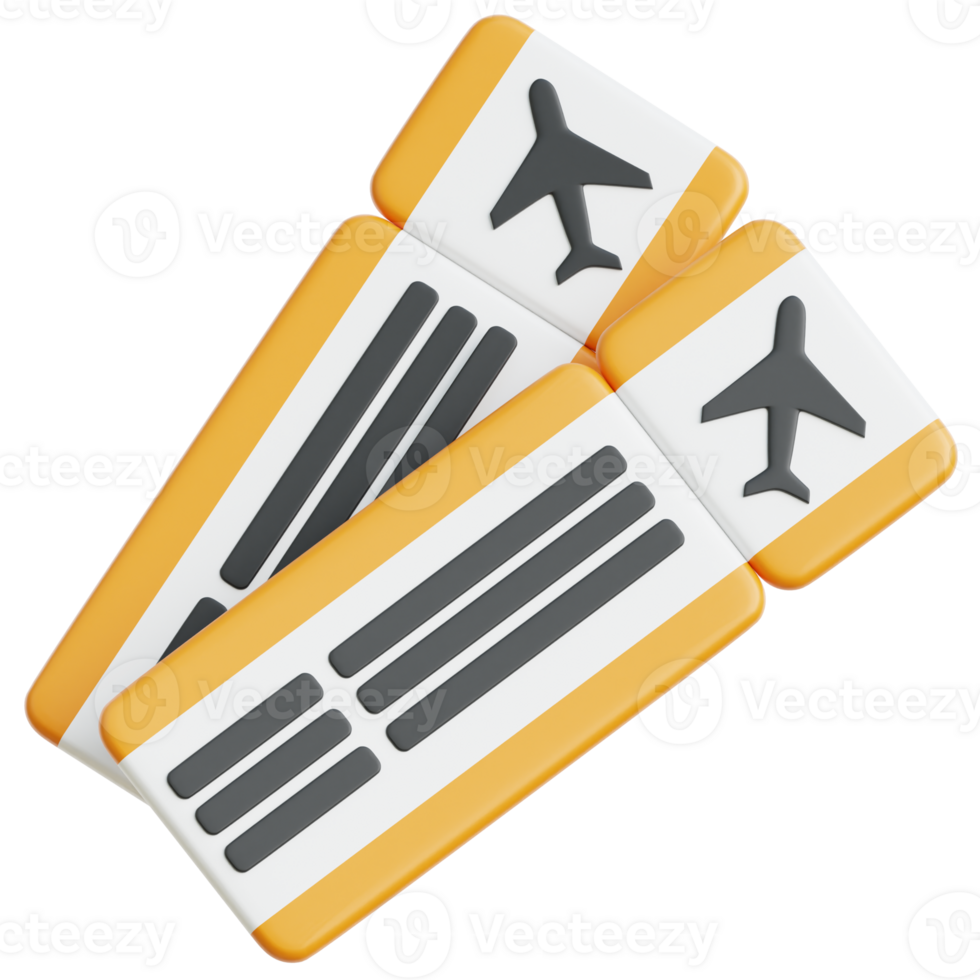 Flight Ticket 3d Illustration png