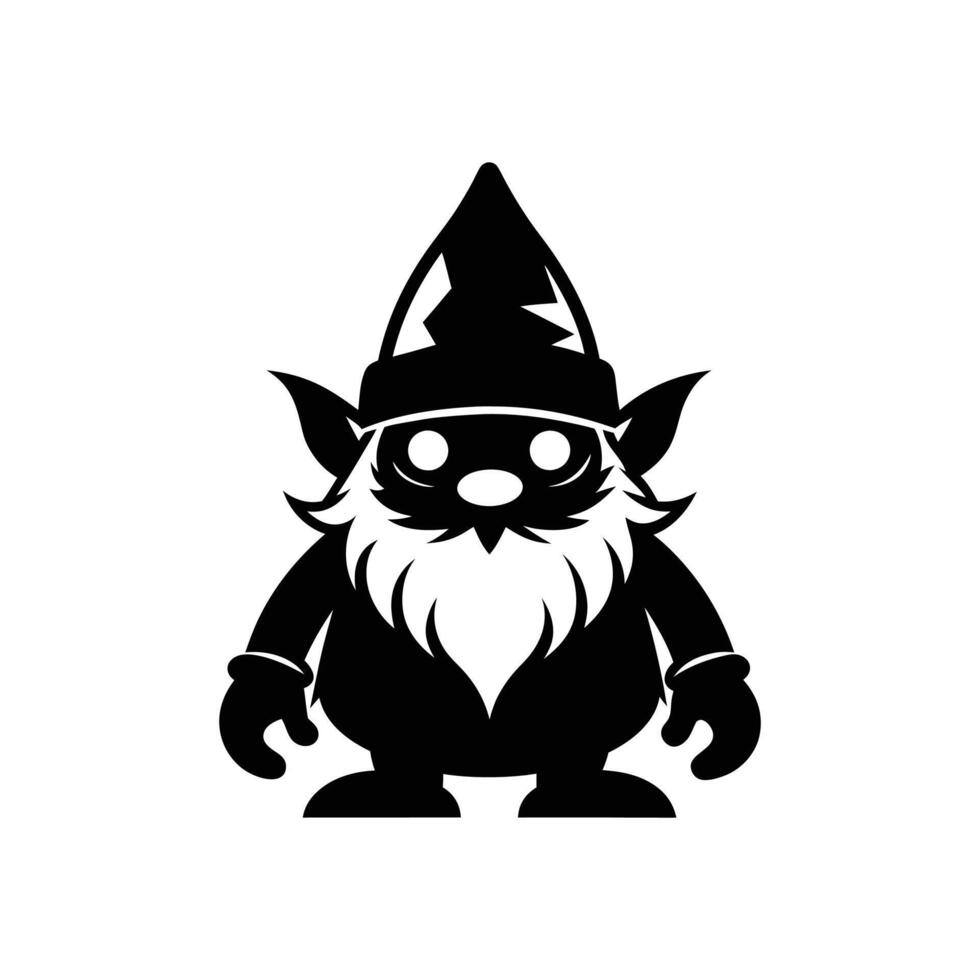 gnome art illustration silhouette logo design black and white vector