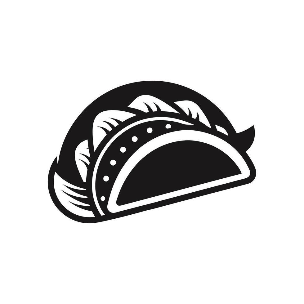 Tacos icon logo silhouette illustration design black and white vector
