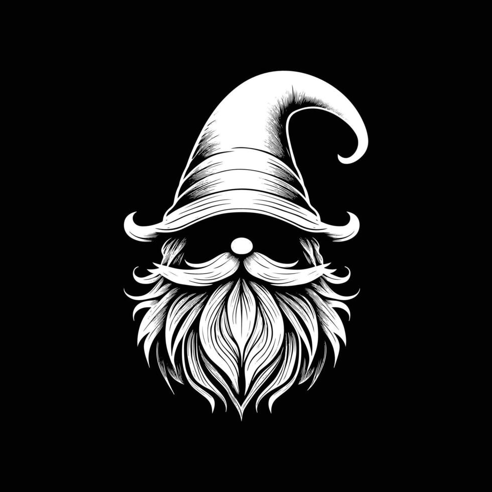 gnome art illustration silhouette logo design black and white vector