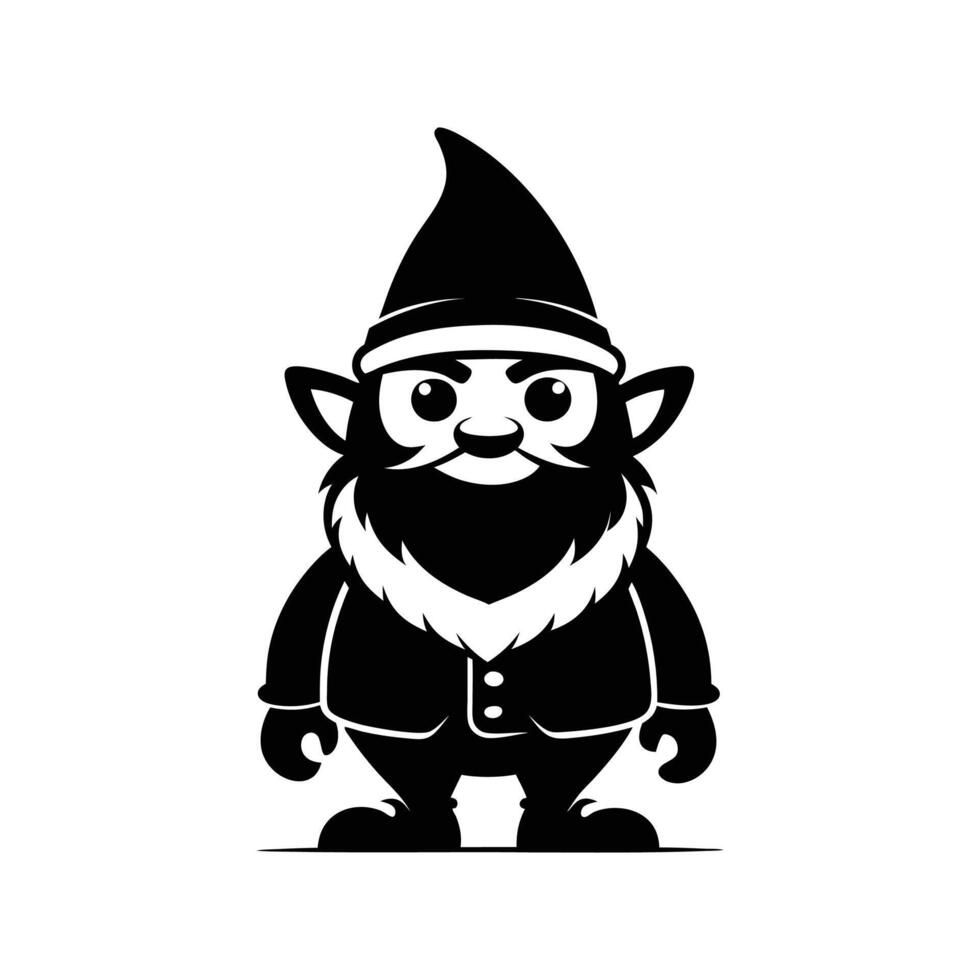 gnome art illustration silhouette logo design black and white vector