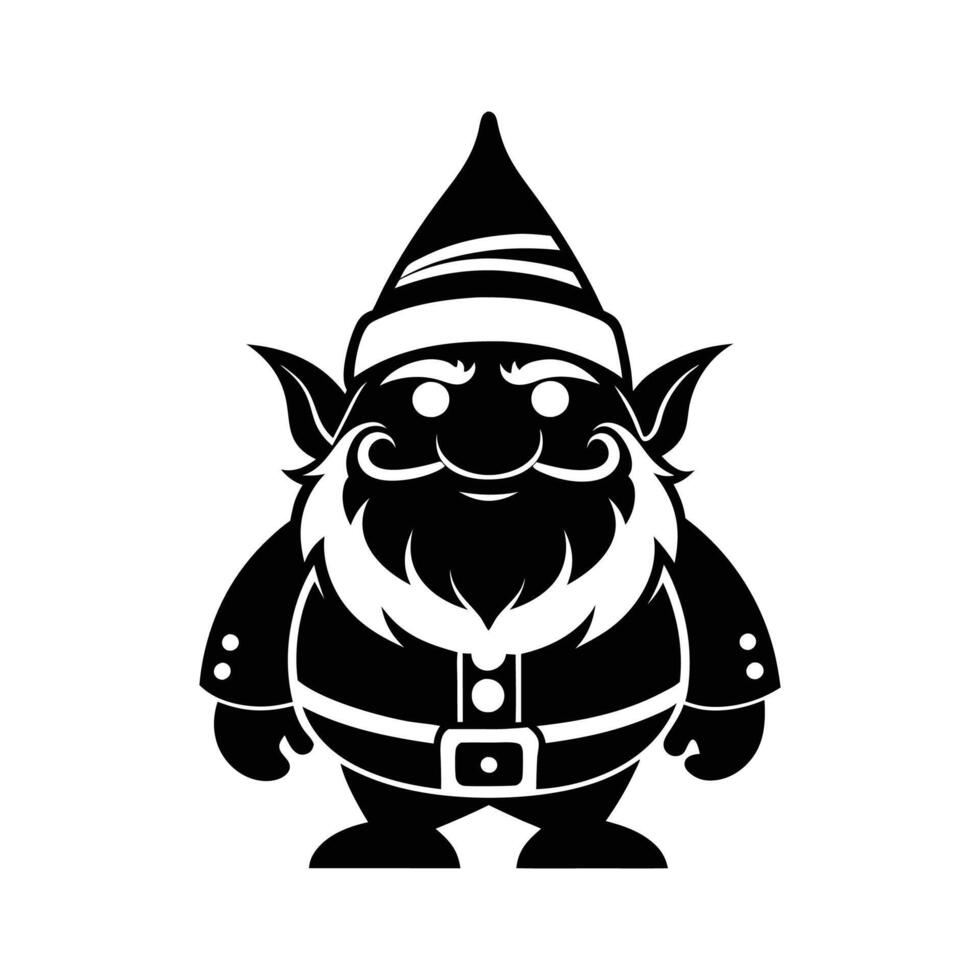 gnome art illustration silhouette logo design black and white vector