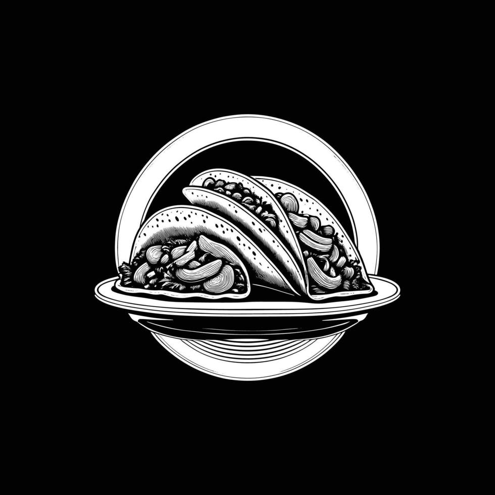 Tacos icon logo silhouette illustration design black and white vector