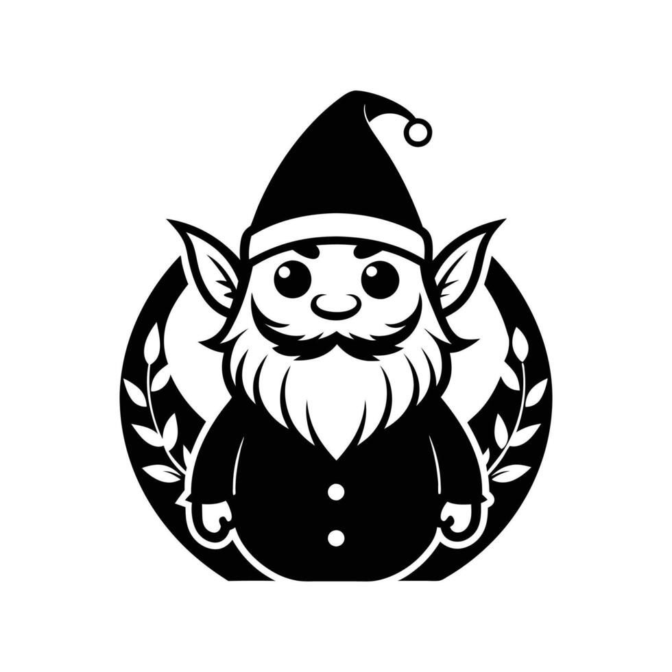 gnome art illustration silhouette logo design black and white vector