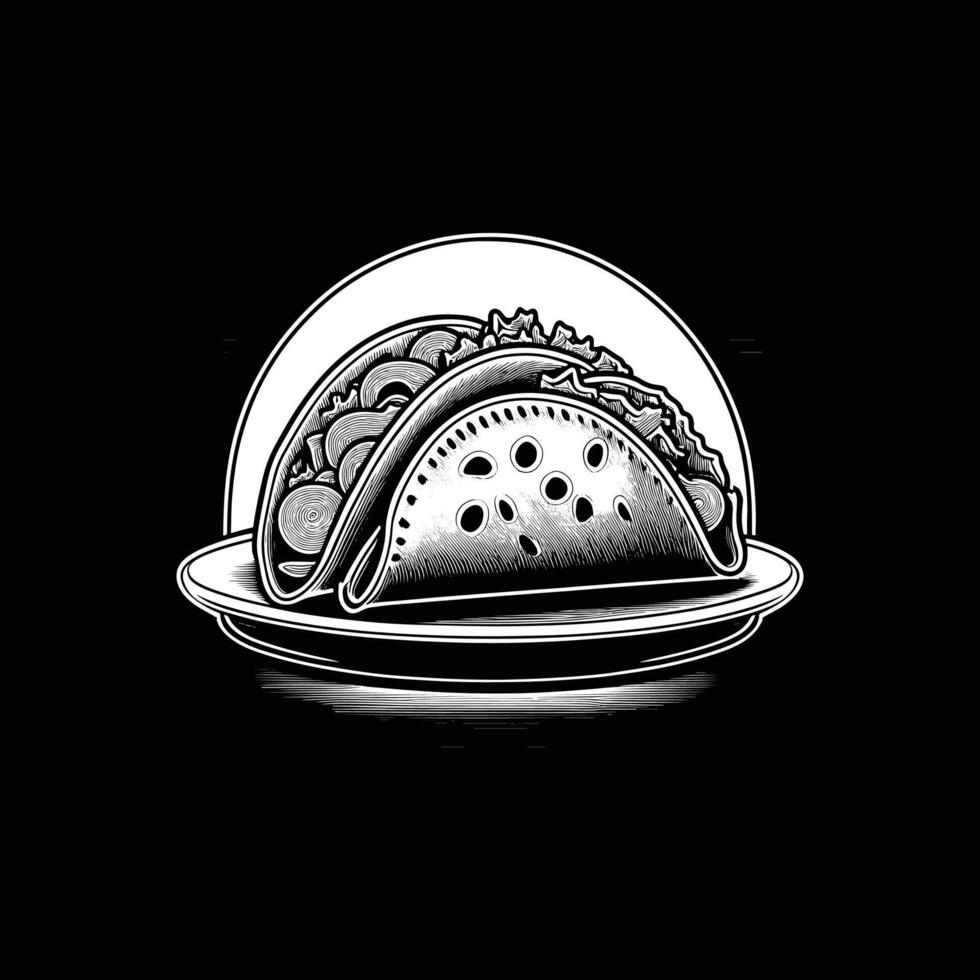 Tacos icon logo silhouette illustration design black and white vector