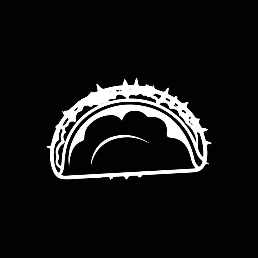 Tacos icon logo silhouette illustration design black and white vector