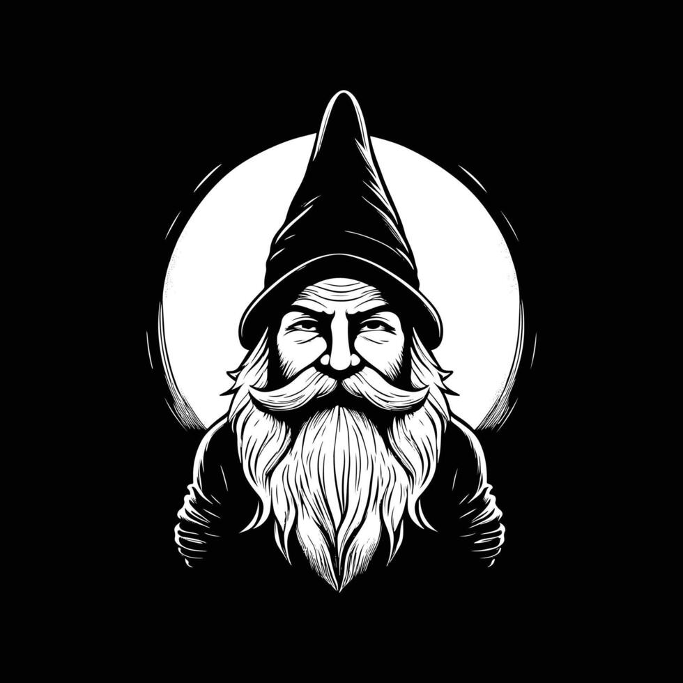 gnome art illustration silhouette logo design black and white vector