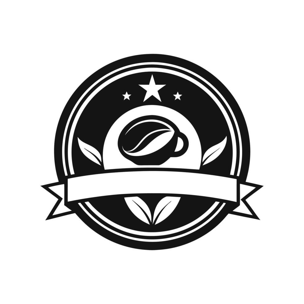 coffee illustration silhouette logo design black and white color vector