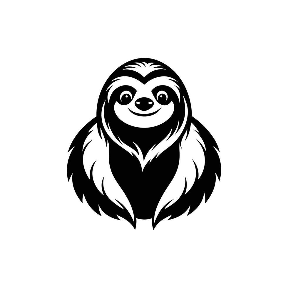 sloth art silhouette logo icon design black and white vector