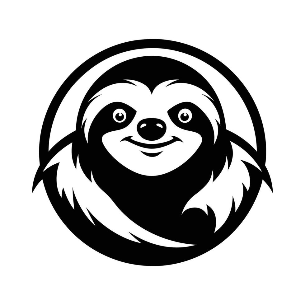 sloth art silhouette logo icon design black and white vector