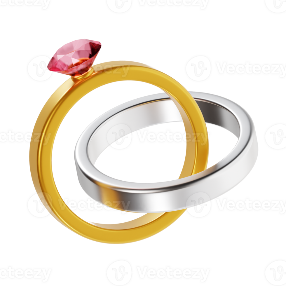 Casamento argolas 3d transparente fundo png