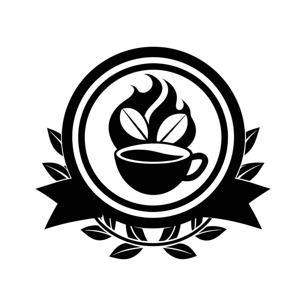 coffee illustration silhouette logo design black and white color vector