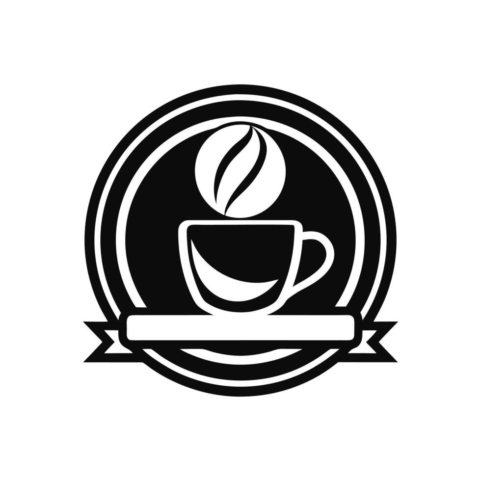 coffee illustration silhouette logo design black and white color vector
