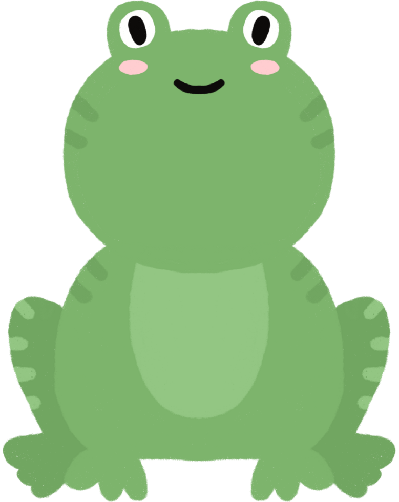 Green frog cartoon illustration png