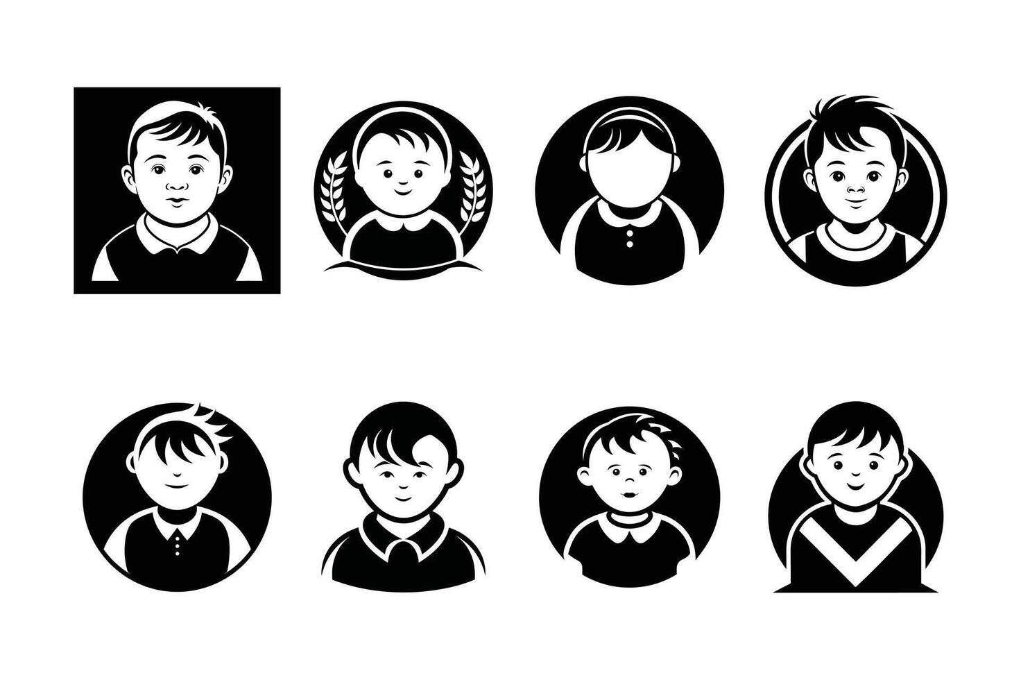 set of down syndromes silhouette logo design on white background vector
