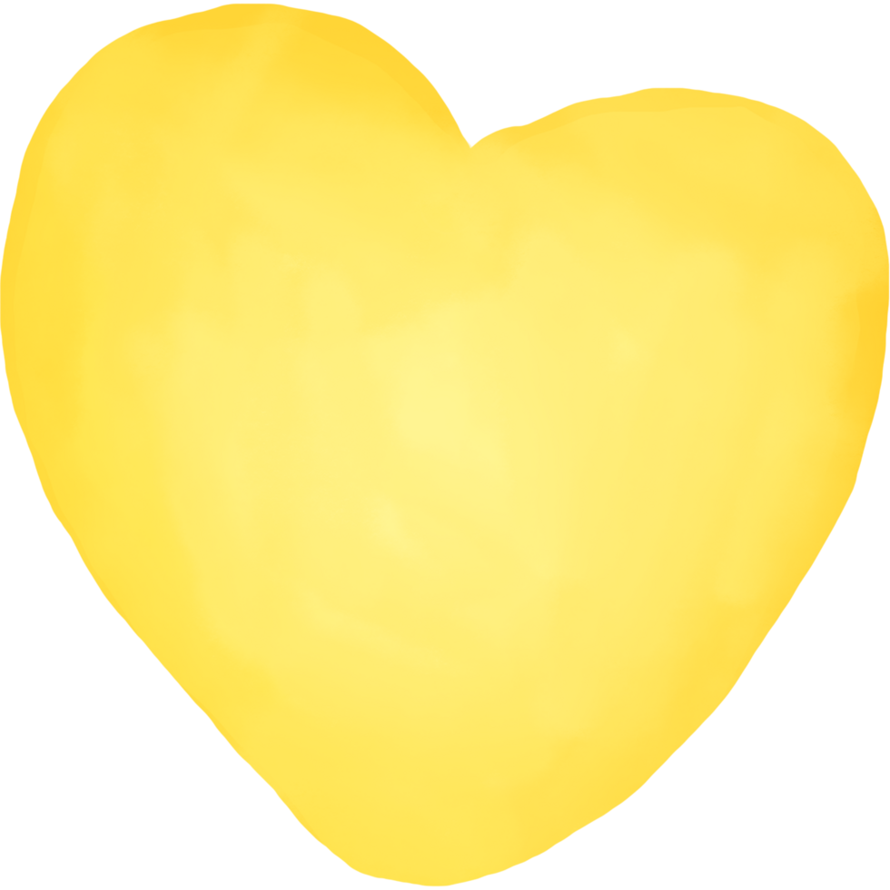 Yellow Heart, water color style png