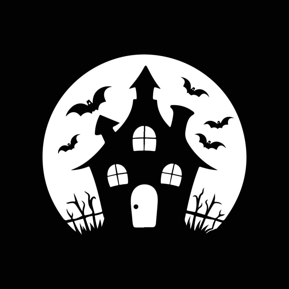 Halloween house silhouette icon logo design on white background vector