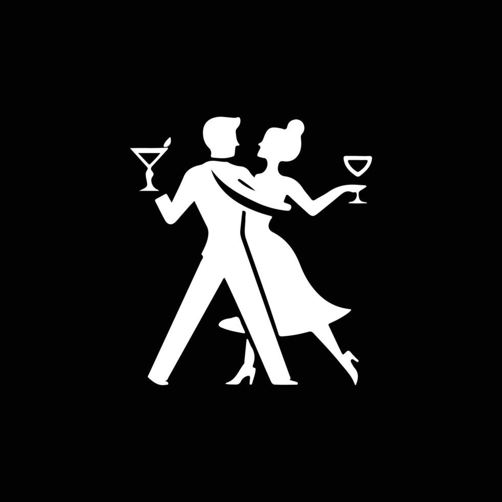 cocktail party icon, logo, , minimal design, cocktail party silhouette design black and white vector