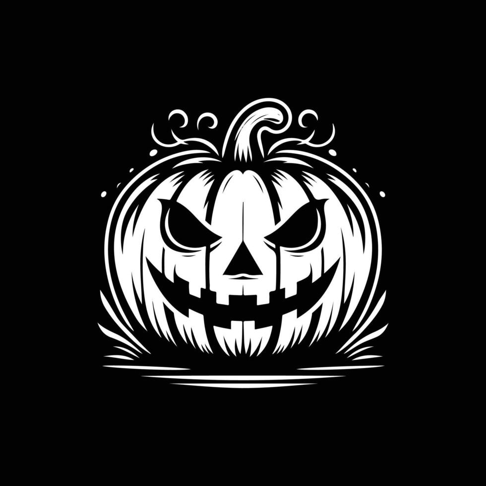 Halloween pumpkin with eyes , logo, icon, Doodle, Halloween pumpkin with eyes silhouette black and white vector