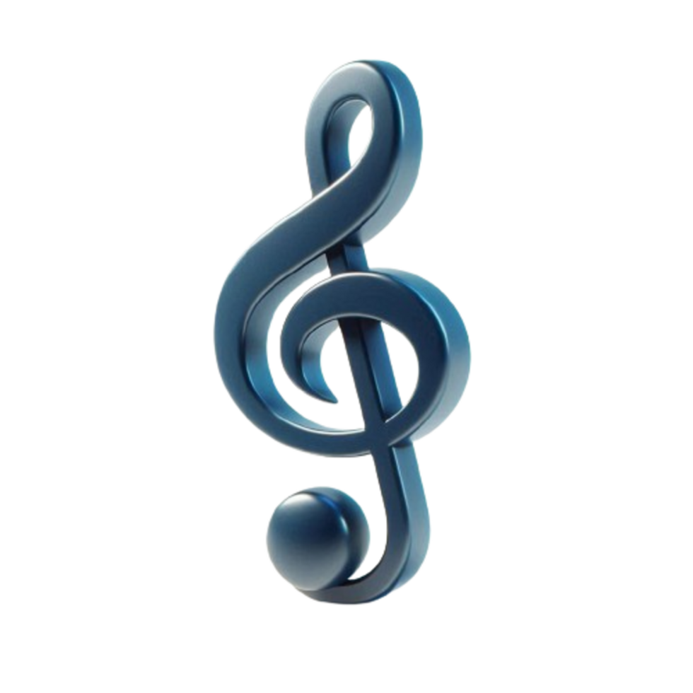 Realistic 3D musical note on a transparent background png