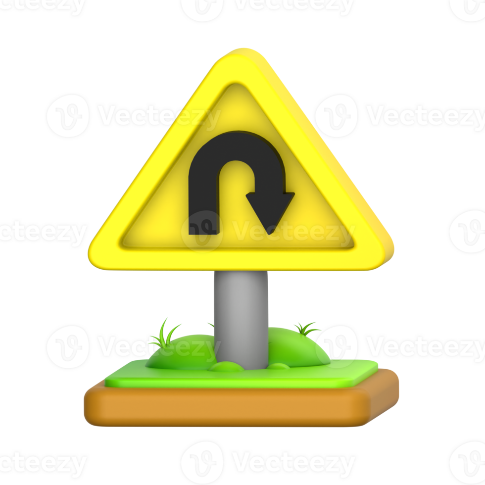 U Turn Sign 3D Icon png