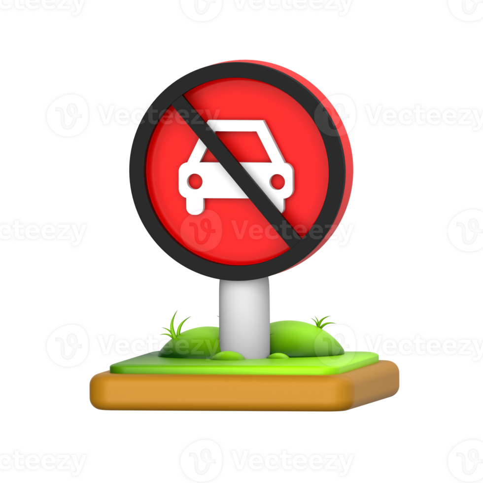 NO Car Sign 3D Icon png