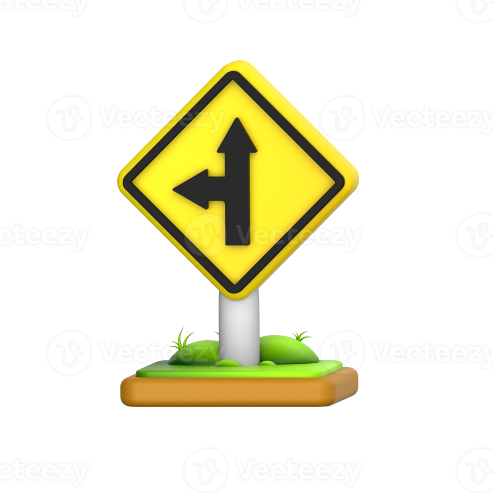 Left Intersection Sign 3D Icon png