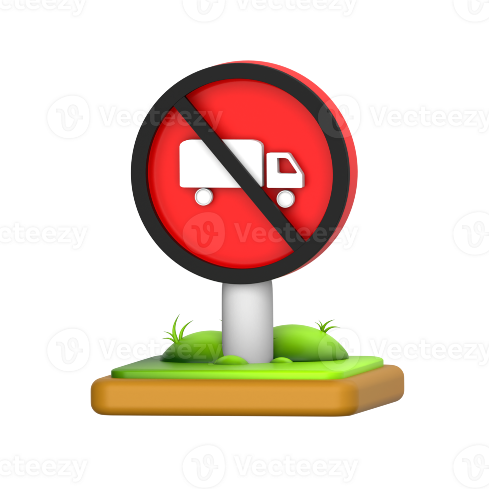 No Trucks Sign 3D Icon png