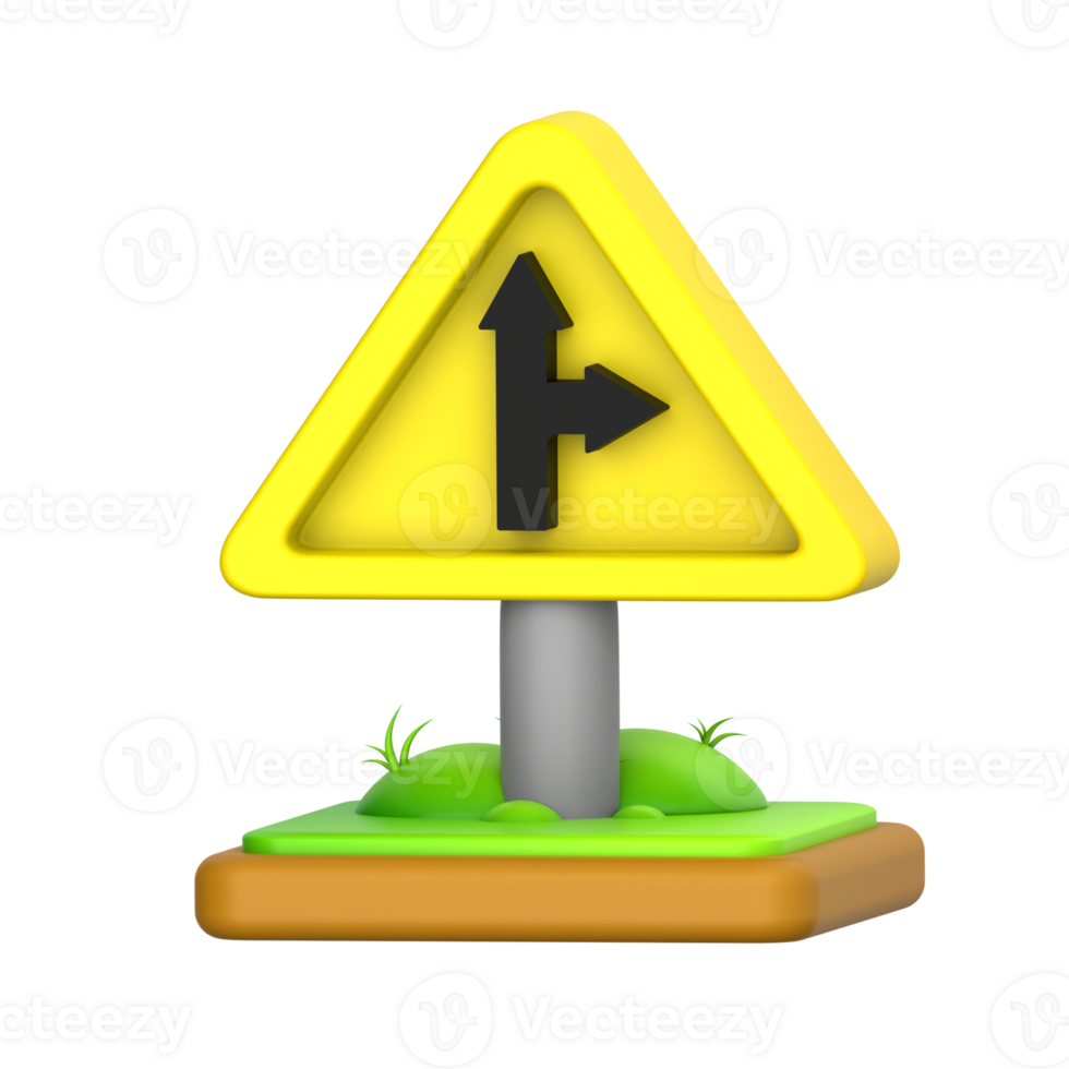 right Intersection Sign 3D Icon png